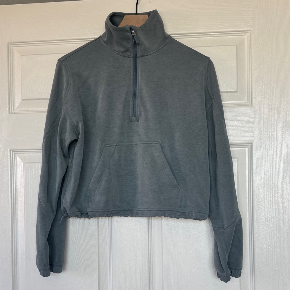 lululemon athletica Grey Half-Zip Cropped Sweatshirt